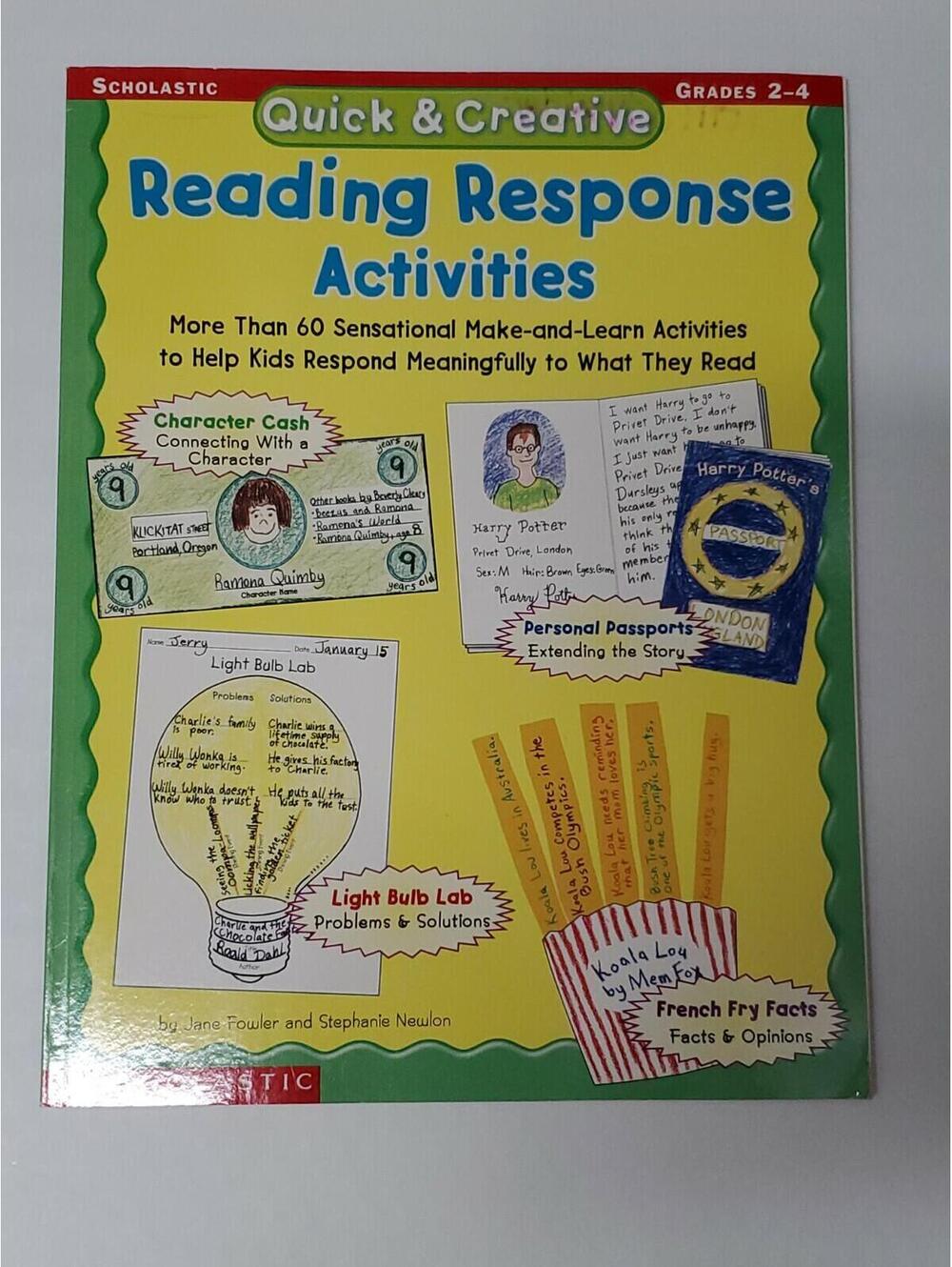 Reading Response Activities Teacher Resource Book Homeschool Grades 2-4